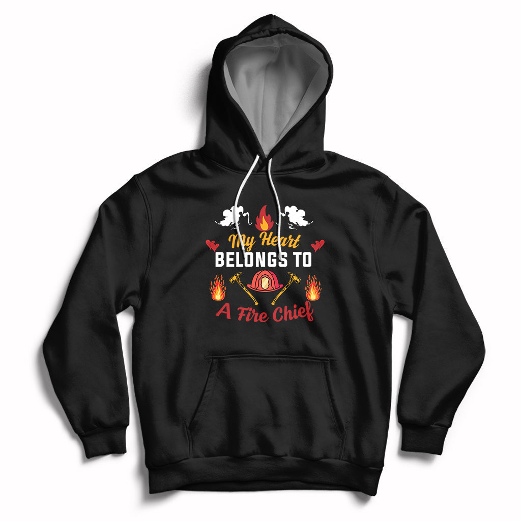My Heart Belongs To A Fire Chief Wife Valentines Day Hoodie - Wonder Print Shop