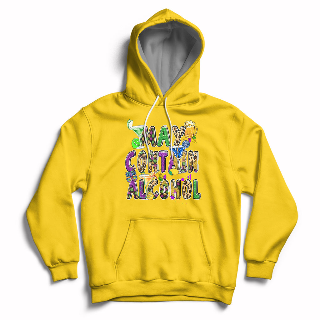 May Contain Alcohol Warning Mardi Gras Party Drinking Team Hoodie - Wonder Print Shop