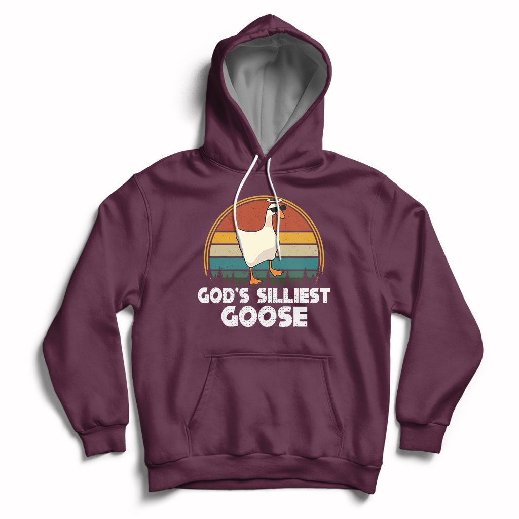 Vintage Funny God's Silliest Goose Duck Silly Goose Memes Hoodie - Wonder Print Shop
