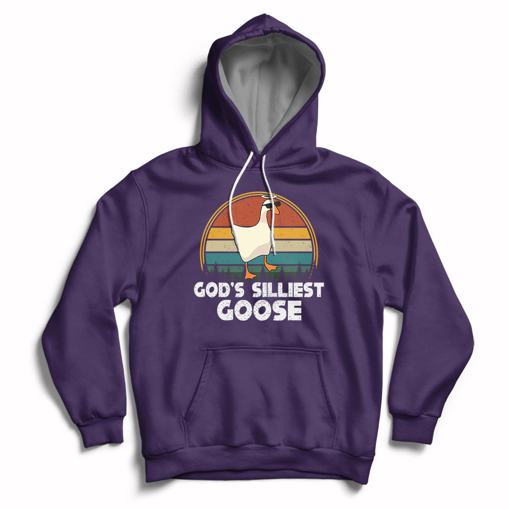 Vintage Funny God's Silliest Goose Duck Silly Goose Memes Hoodie - Wonder Print Shop