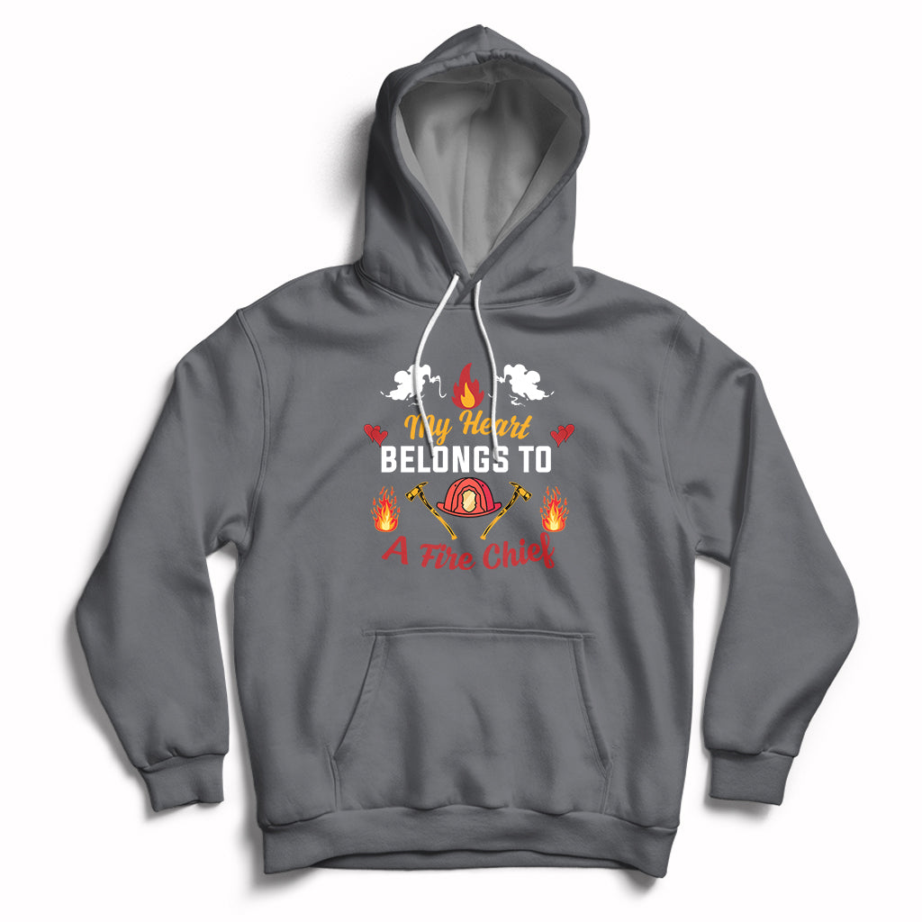 My Heart Belongs To A Fire Chief Wife Valentines Day Hoodie - Wonder Print Shop