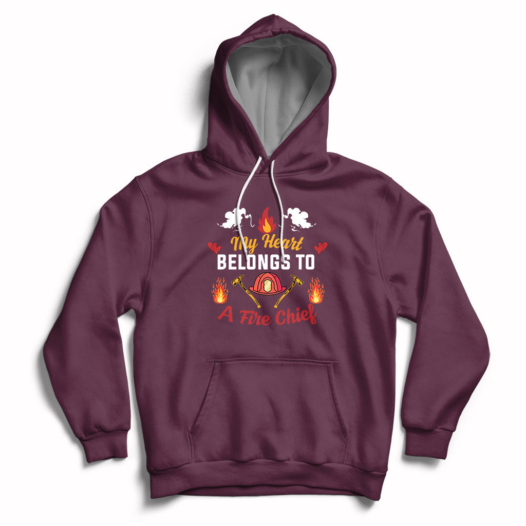 My Heart Belongs To A Fire Chief Wife Valentines Day Hoodie - Wonder Print Shop