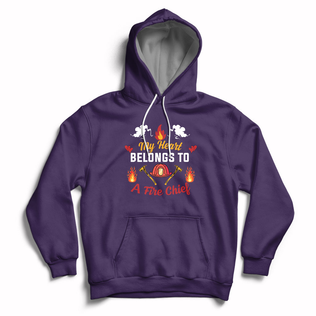 My Heart Belongs To A Fire Chief Wife Valentines Day Hoodie - Wonder Print Shop