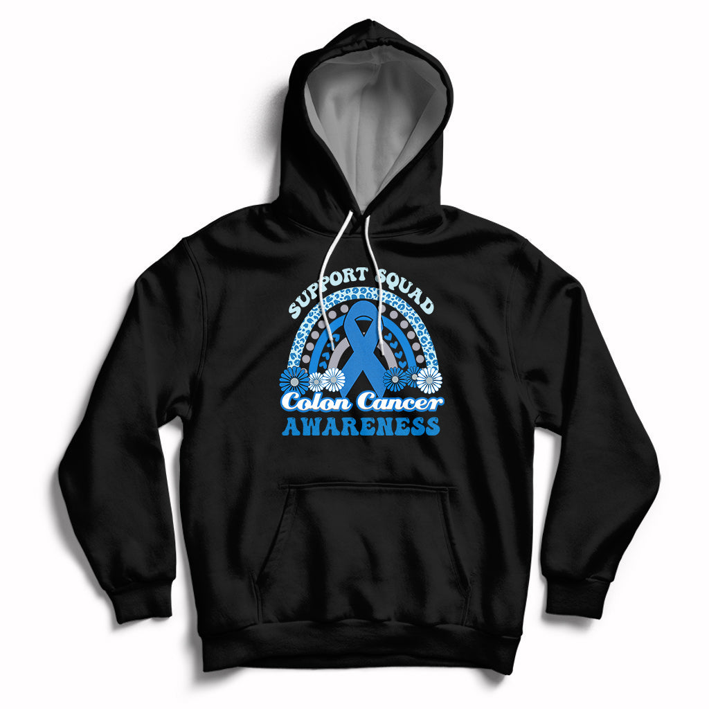 Colon Cancer Awareness Support Squad CRC Blue Ribbon Rainbow Hoodie - Wonder Print Shop