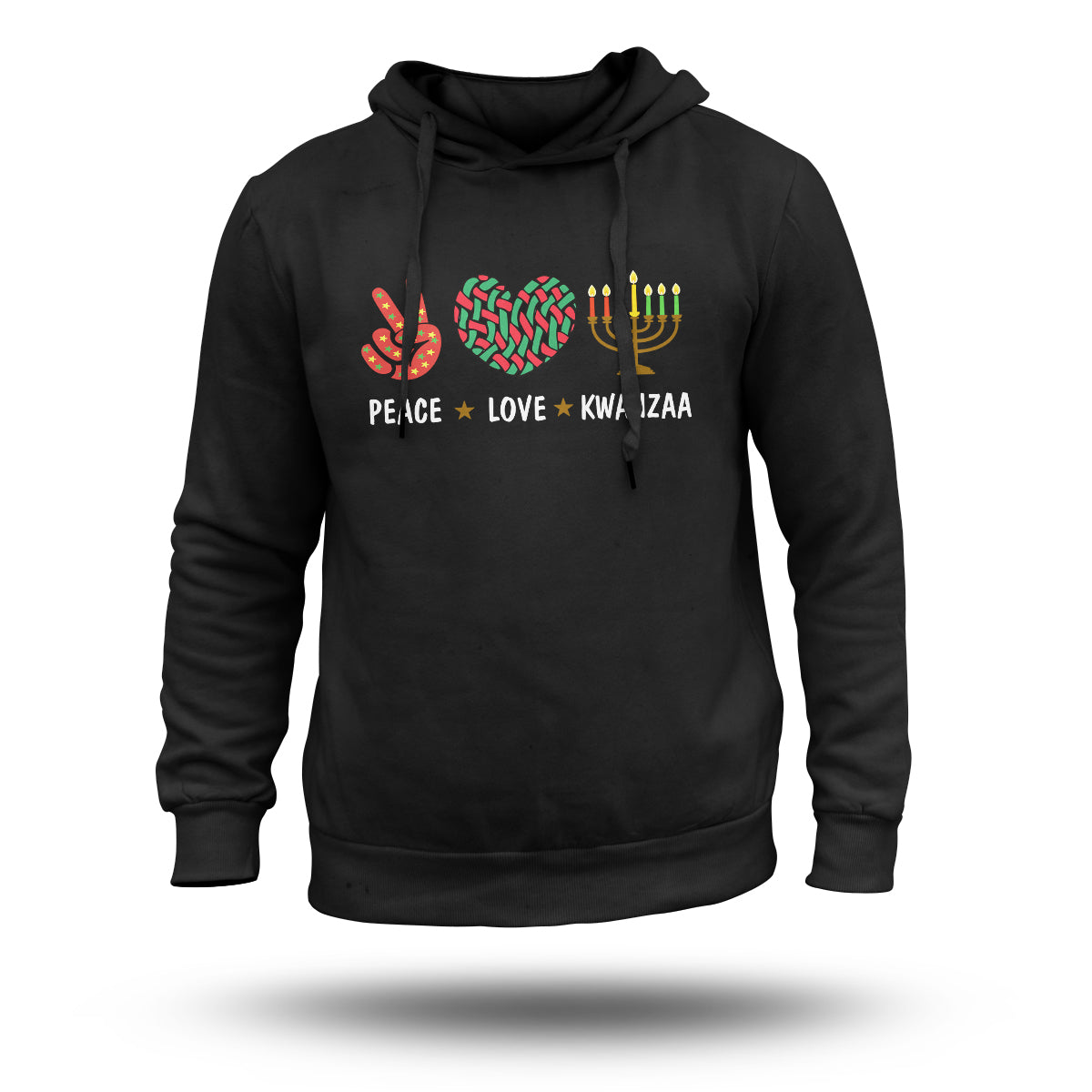 Happy Kwanzaa Peace Love Kwanzaa African, Hanukkah Holiday Hoodie - Wonder Print Shop