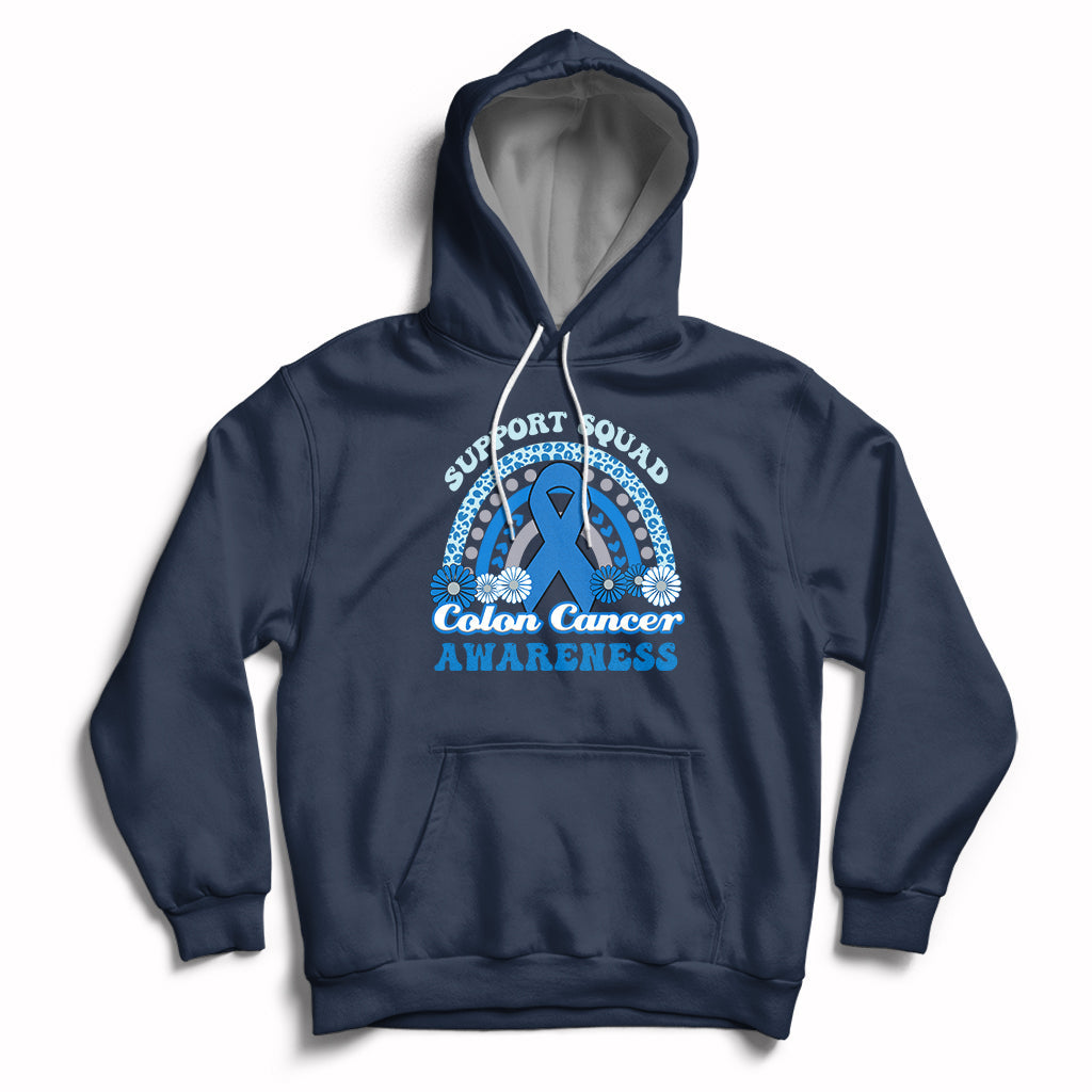 Colon Cancer Awareness Support Squad CRC Blue Ribbon Rainbow Hoodie - Wonder Print Shop
