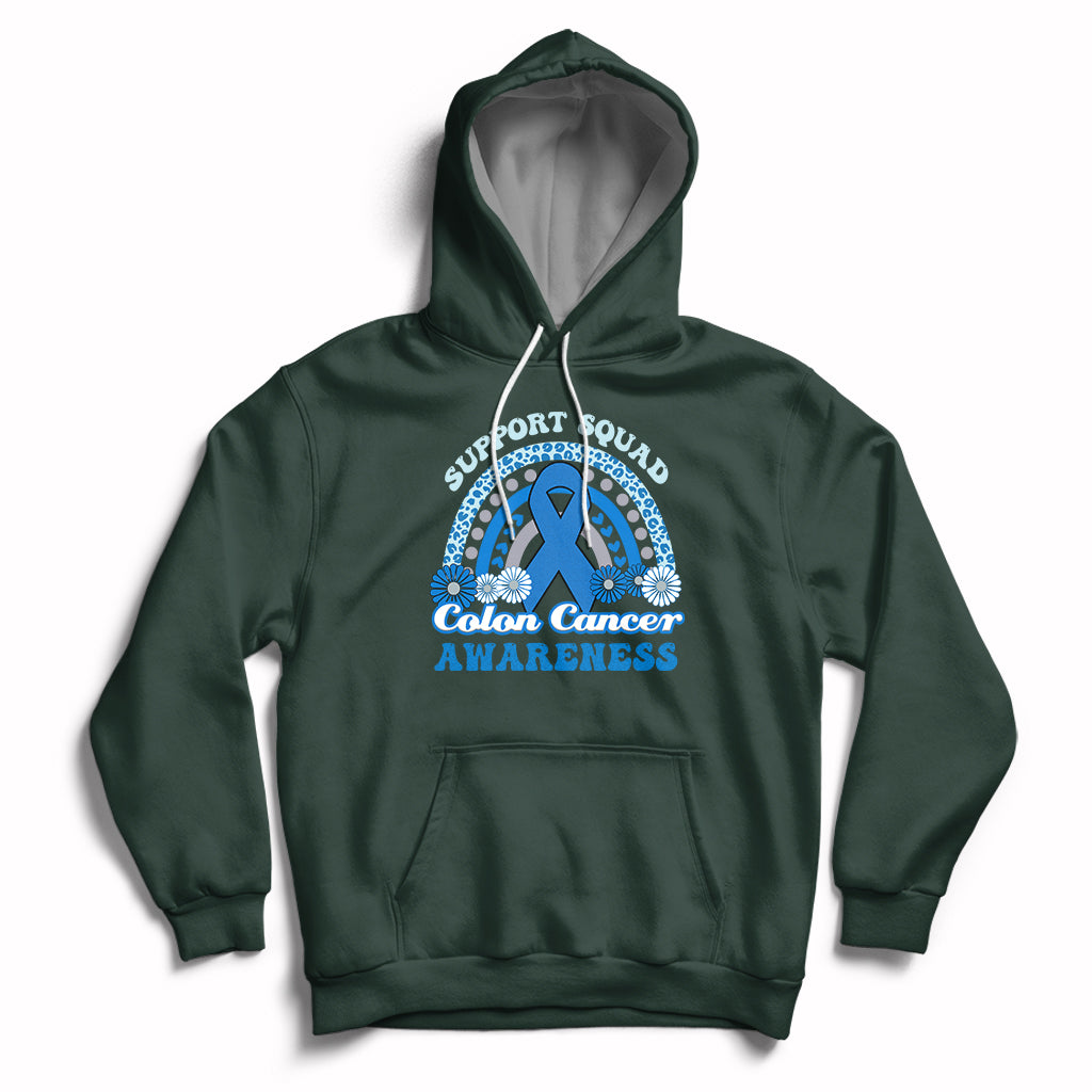 Colon Cancer Awareness Support Squad CRC Blue Ribbon Rainbow Hoodie - Wonder Print Shop