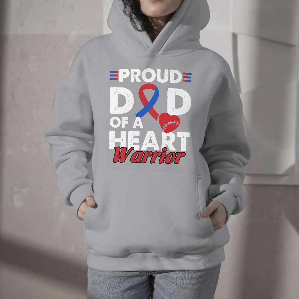 Dad Of A Heart Warrior CHD Congenital Heart Defect Awareness Hoodie - Wonder Print Shop