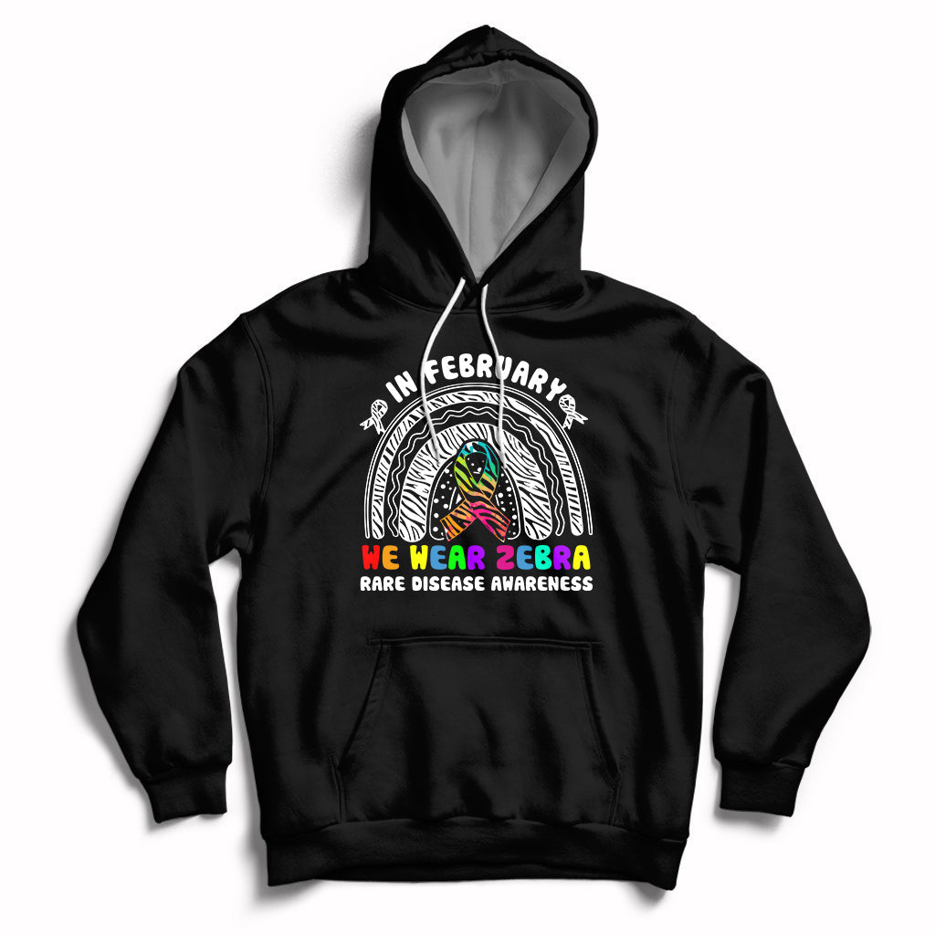 In February We Wear Zebra Rare Disease Awareness Rainbow Zebra Hoodie - Wonder Print Shop
