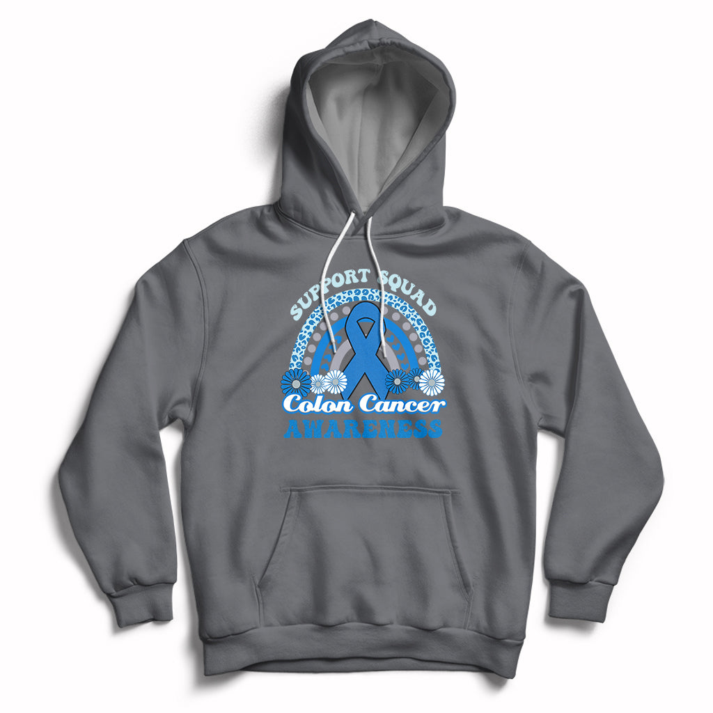 Colon Cancer Awareness Support Squad CRC Blue Ribbon Rainbow Hoodie - Wonder Print Shop