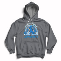Colon Cancer Awareness Support Squad CRC Blue Ribbon Rainbow Hoodie - Wonder Print Shop