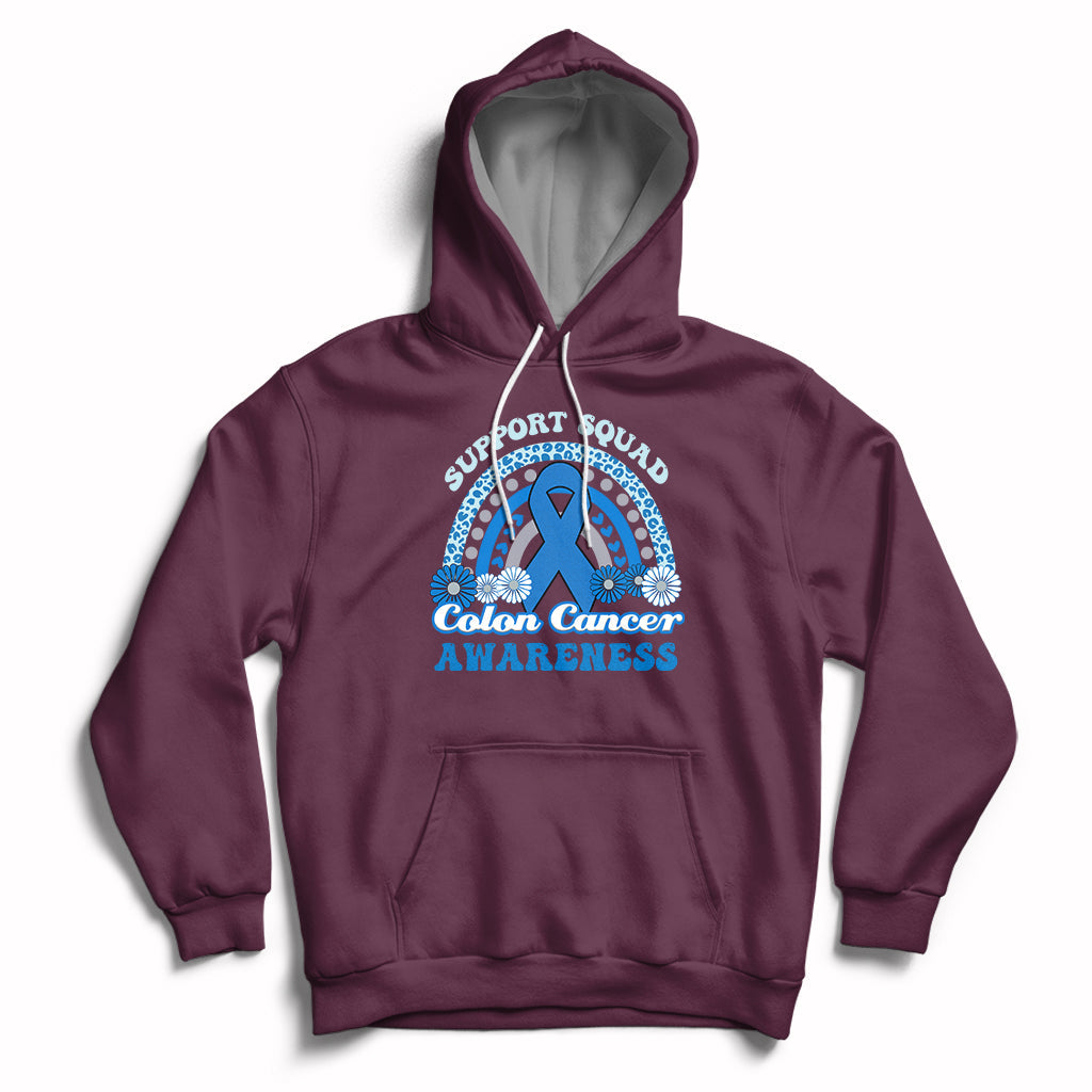 Colon Cancer Awareness Support Squad CRC Blue Ribbon Rainbow Hoodie - Wonder Print Shop