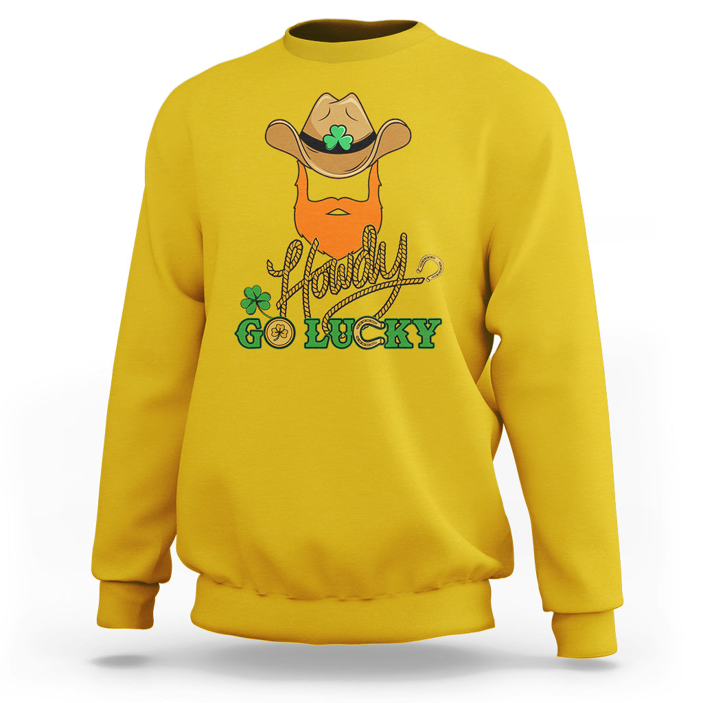 Howdy Go Lucky Irish Cowboy St Patrick's Day Shamrocks Sweatshirt - Wonder Print Shop