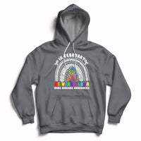 Charcoal gray zebra-themed rainbow awareness hoodie with front graphic and drawstring hood