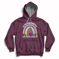 Maroon zebra-themed rainbow awareness hoodie with front graphic and drawstring hood