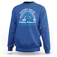 Colon Cancer Awareness Support Squad CRC Blue Ribbon Rainbow Sweatshirt - Wonder Print Shop