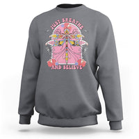 Just Breathe And Believe Dragonfly Retro Boho Motivational Sweatshirt - Wonder Print Shop