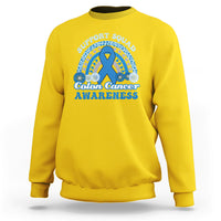 Colon Cancer Awareness Support Squad CRC Blue Ribbon Rainbow Sweatshirt - Wonder Print Shop