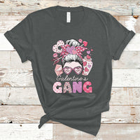 Galentines Gang Retro Messy Bun Valentine's Day Sisters T-Shirt - Wonder Print Shop