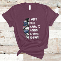 I Went From Mama To Mommy Mom Bruh Funny Mothers Day Skull Messy Bun Womens T Shirt - Wonder Print Shop