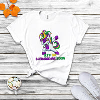 Let The Shenanigans Begin Mardi Gras Costume Carnival Mask Cute Dabbing Unicorn T Shirt - Wonder Print Shop