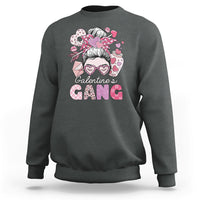 Galentines Gang Retro Messy Bun Valentine's Day Sisters Sweatshirt - Wonder Print Shop
