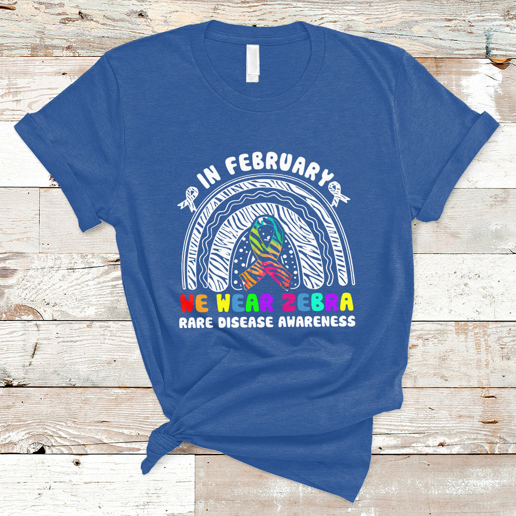 In February We Wear Zebra Rare Disease Awareness Rainbow Zebra T Shirt - Wonder Print Shop