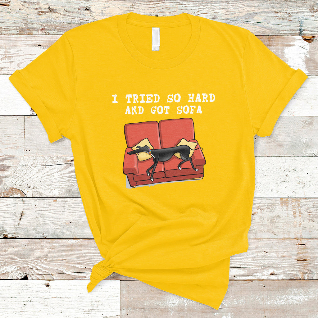 I Tried So Hard And Got Sofa Funny Dog Meme Quote Sarcastic T-Shirt - Wonder Print Shop