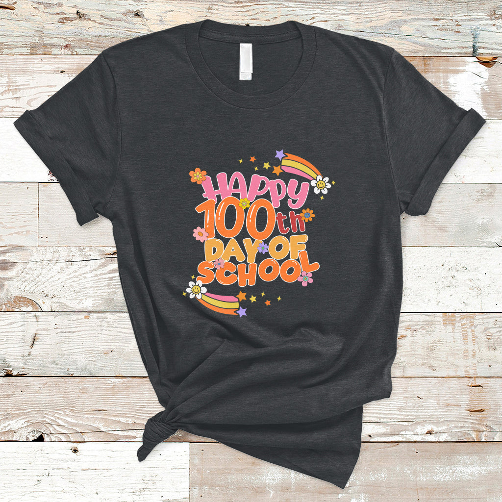 Happy 100th Day Of School Teacher Kids 100 Days Rainbow T Shirt - Wonder Print Shop