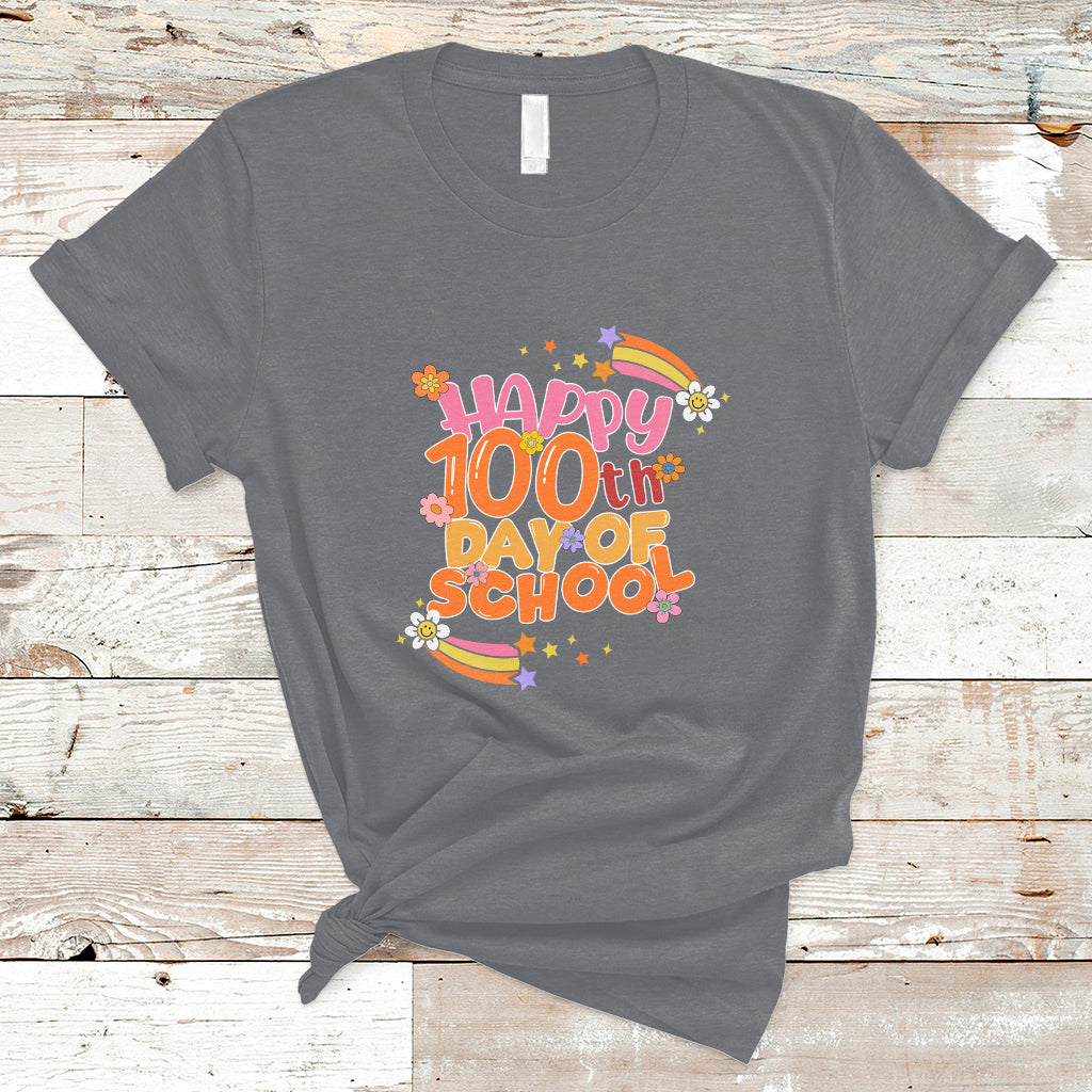Happy 100th Day Of School Teacher Kids 100 Days Rainbow T Shirt - Wonder Print Shop