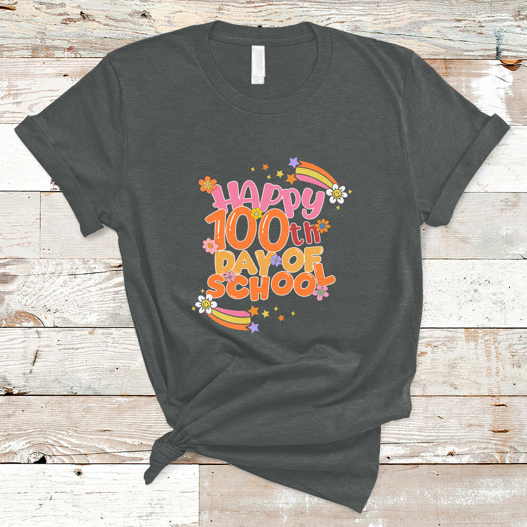 Happy 100th Day Of School Teacher Kids 100 Days Rainbow T Shirt - Wonder Print Shop