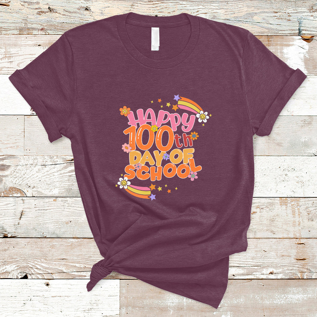 Happy 100th Day Of School Teacher Kids 100 Days Rainbow T Shirt - Wonder Print Shop