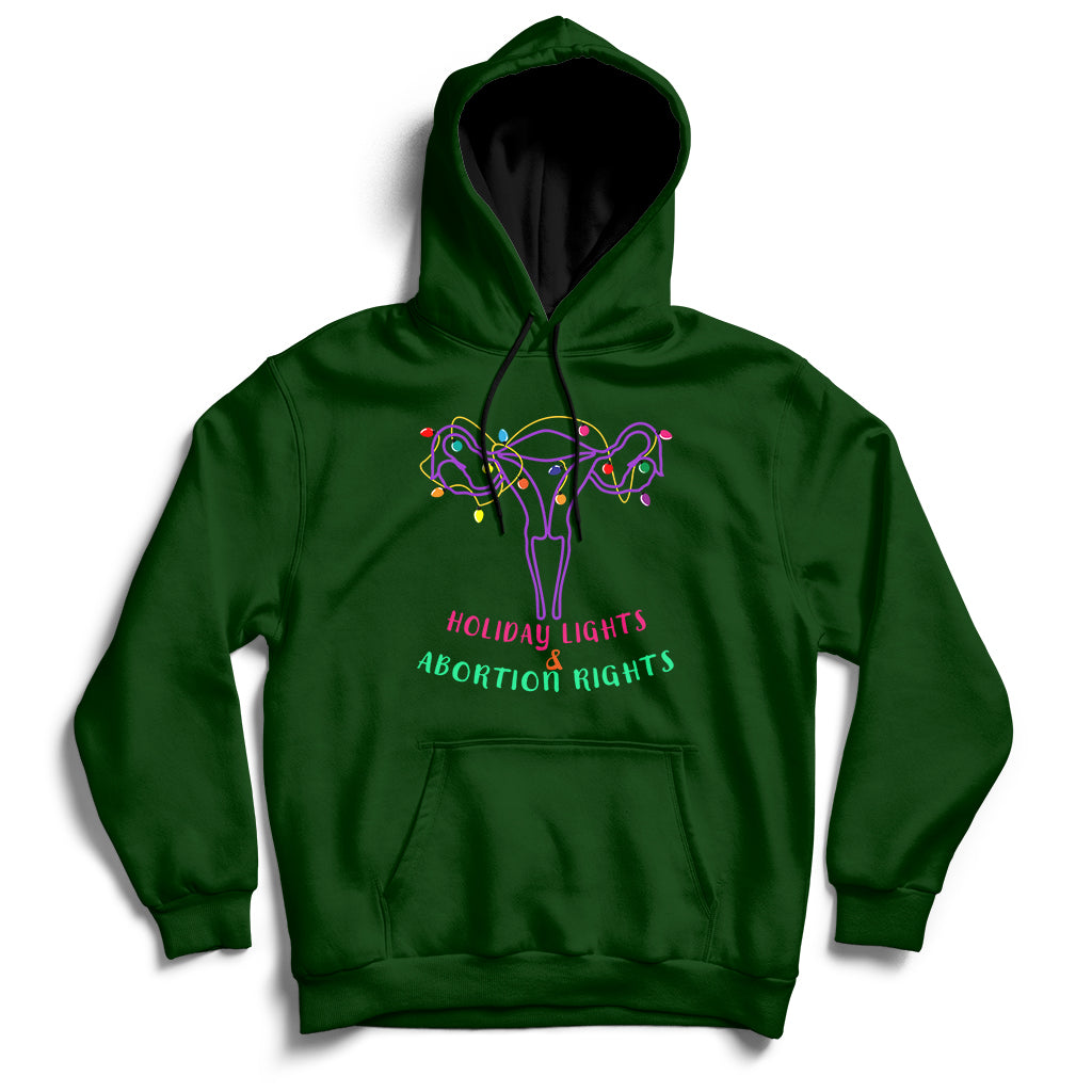 Retro Holiday Lights And Abortion Rights Pro Choice Feminist Hoodie - Wonder Print Shop