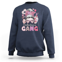 Galentines Gang Retro Messy Bun Valentine's Day Sisters Sweatshirt - Wonder Print Shop