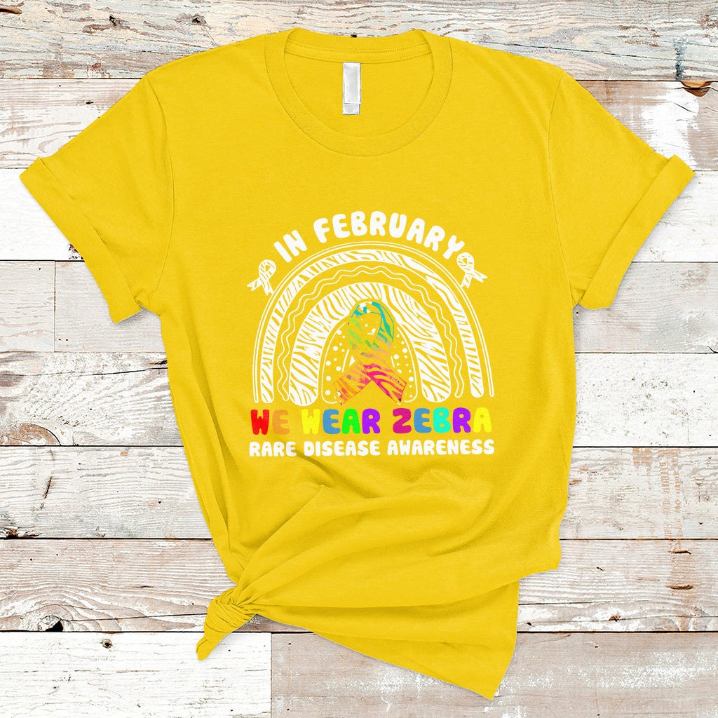 In February We Wear Zebra Rare Disease Awareness Rainbow Zebra T Shirt - Wonder Print Shop