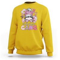 Galentines Gang Retro Messy Bun Valentine's Day Sisters Sweatshirt - Wonder Print Shop