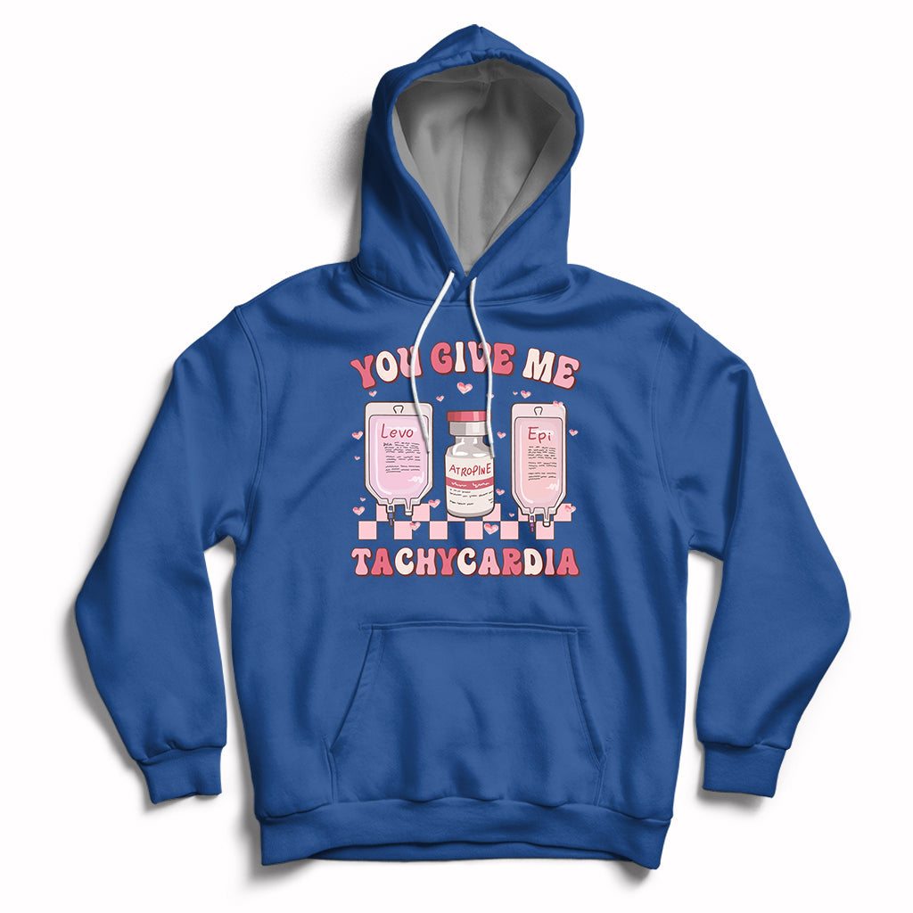 Retro You Give Me Tachycardia ICU Nurse Life Valentines Day Hoodie - Wonder Print Shop