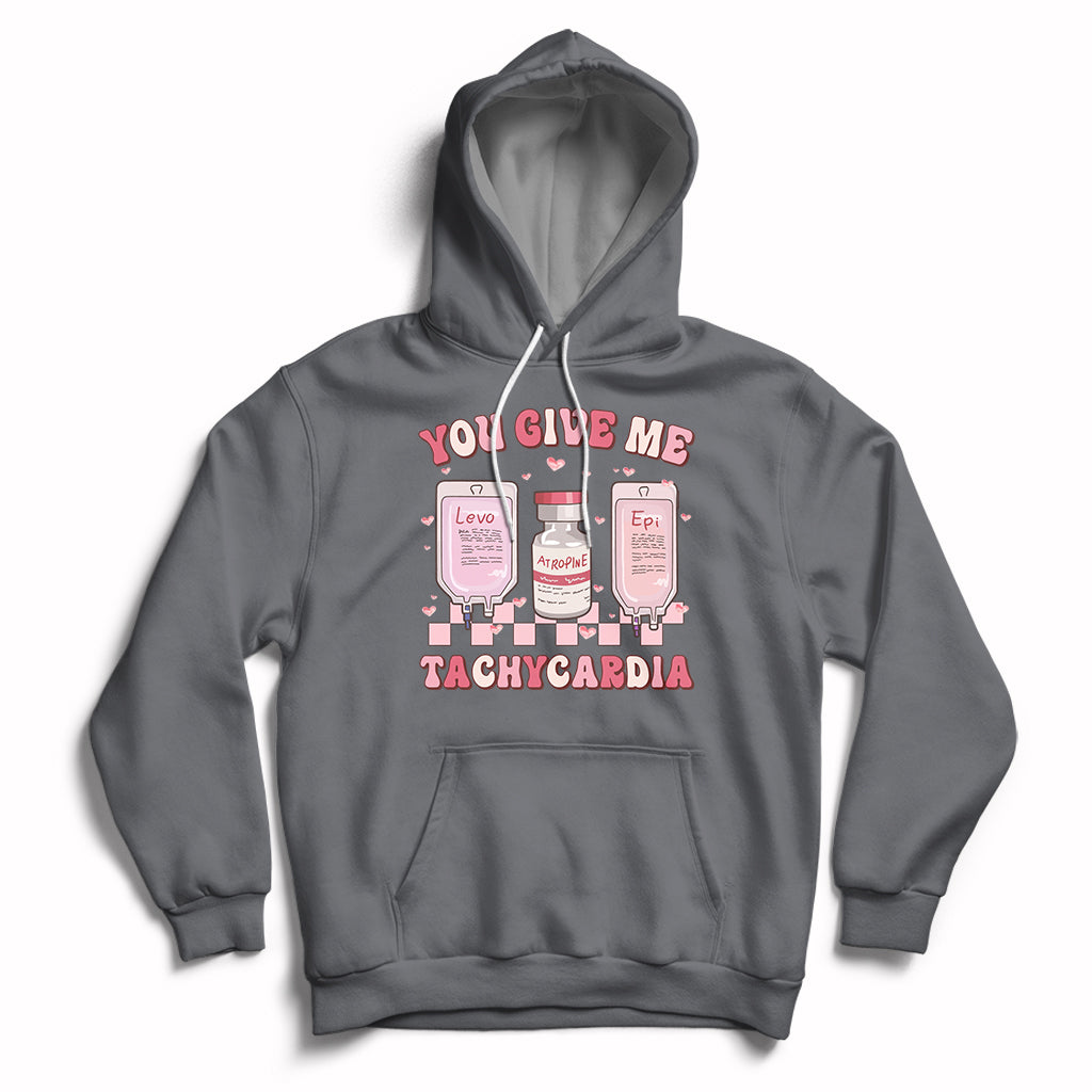 Retro You Give Me Tachycardia ICU Nurse Life Valentines Day Hoodie - Wonder Print Shop