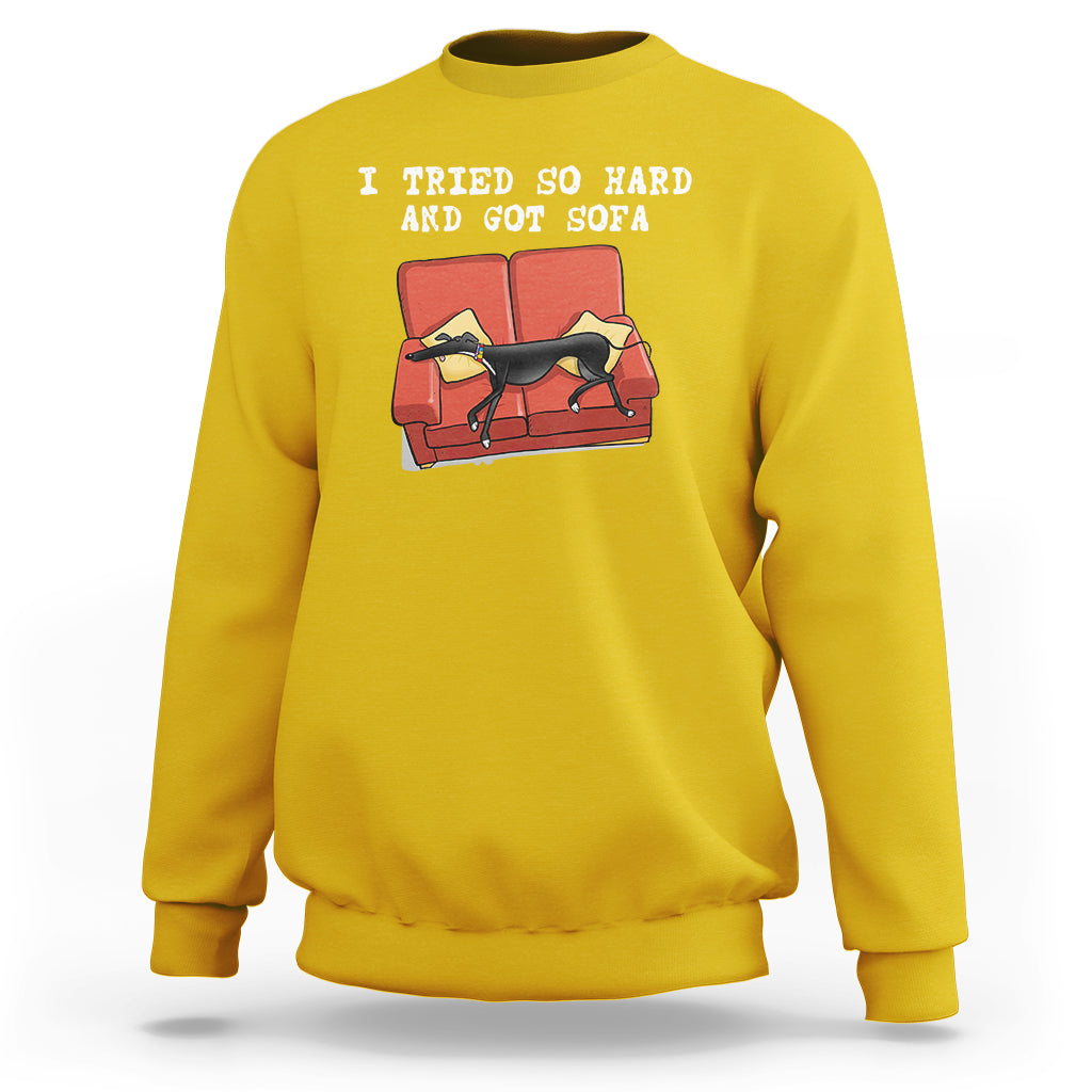 I Tried So Hard And Got Sofa Funny Dog Meme Quote Sarcastic Sweatshirt - Wonder Print Shop
