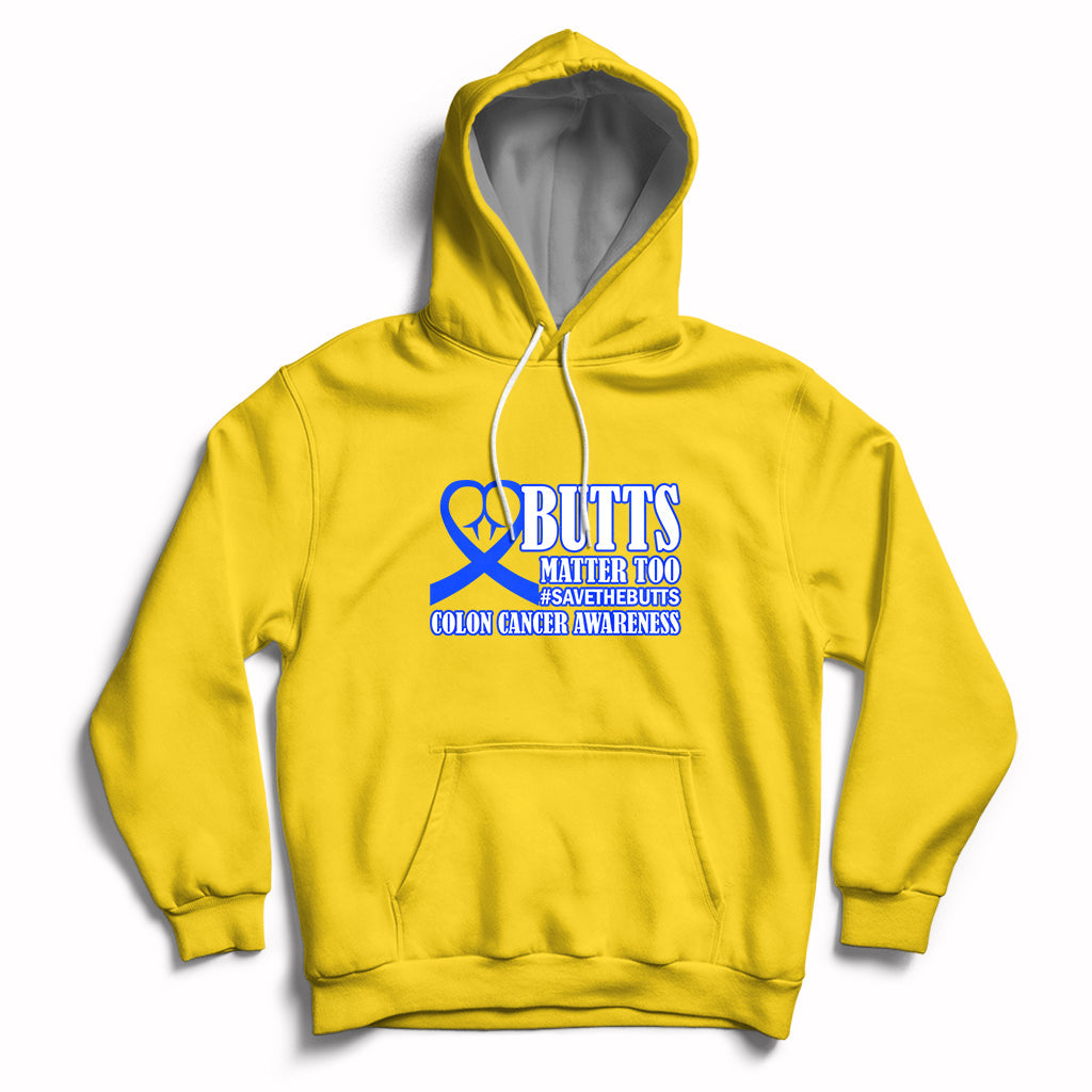 Butts Matter Too Save The Butts Colon Cancer Awareness Month CRC Blue Ribbon Hoodie - Wonder Print Shop