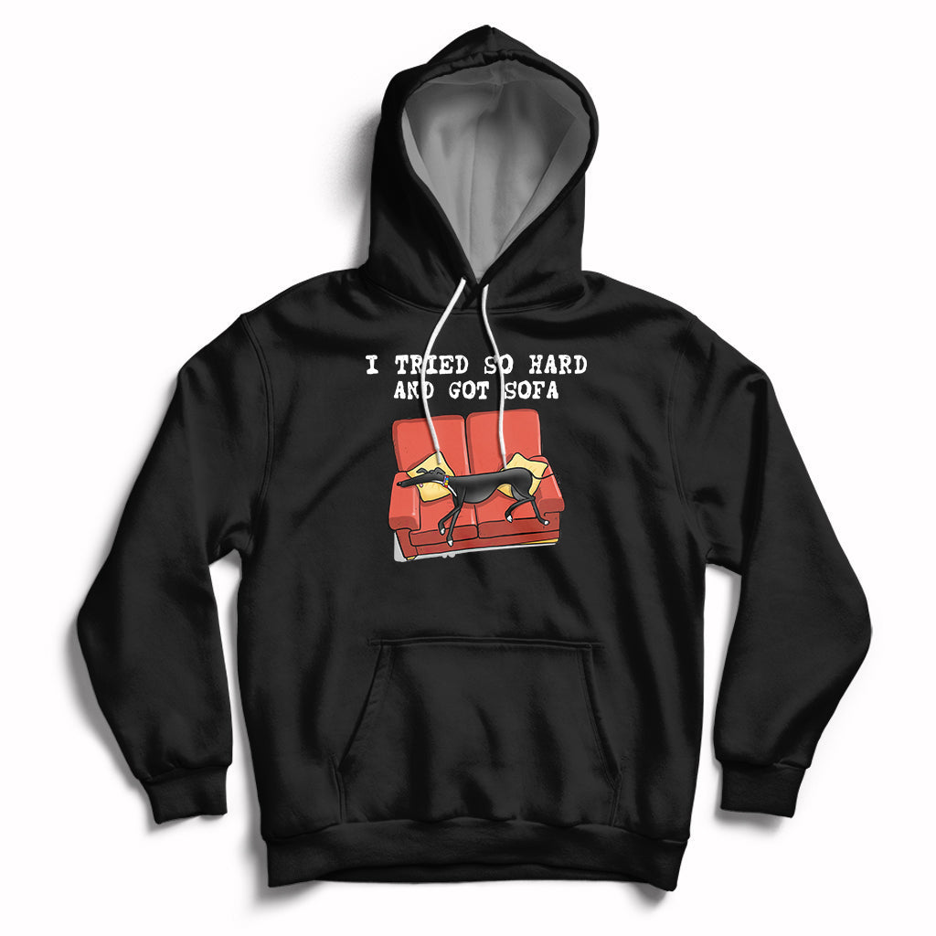 I Tried So Hard And Got Sofa Funny Dog Meme Quote Sarcastic Hoodie - Wonder Print Shop
