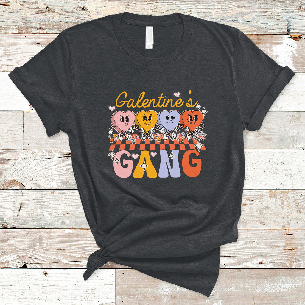 Galentines Gang Retro Groovy Checkered Valentine Day Sisters T-Shirt - Wonder Print Shop