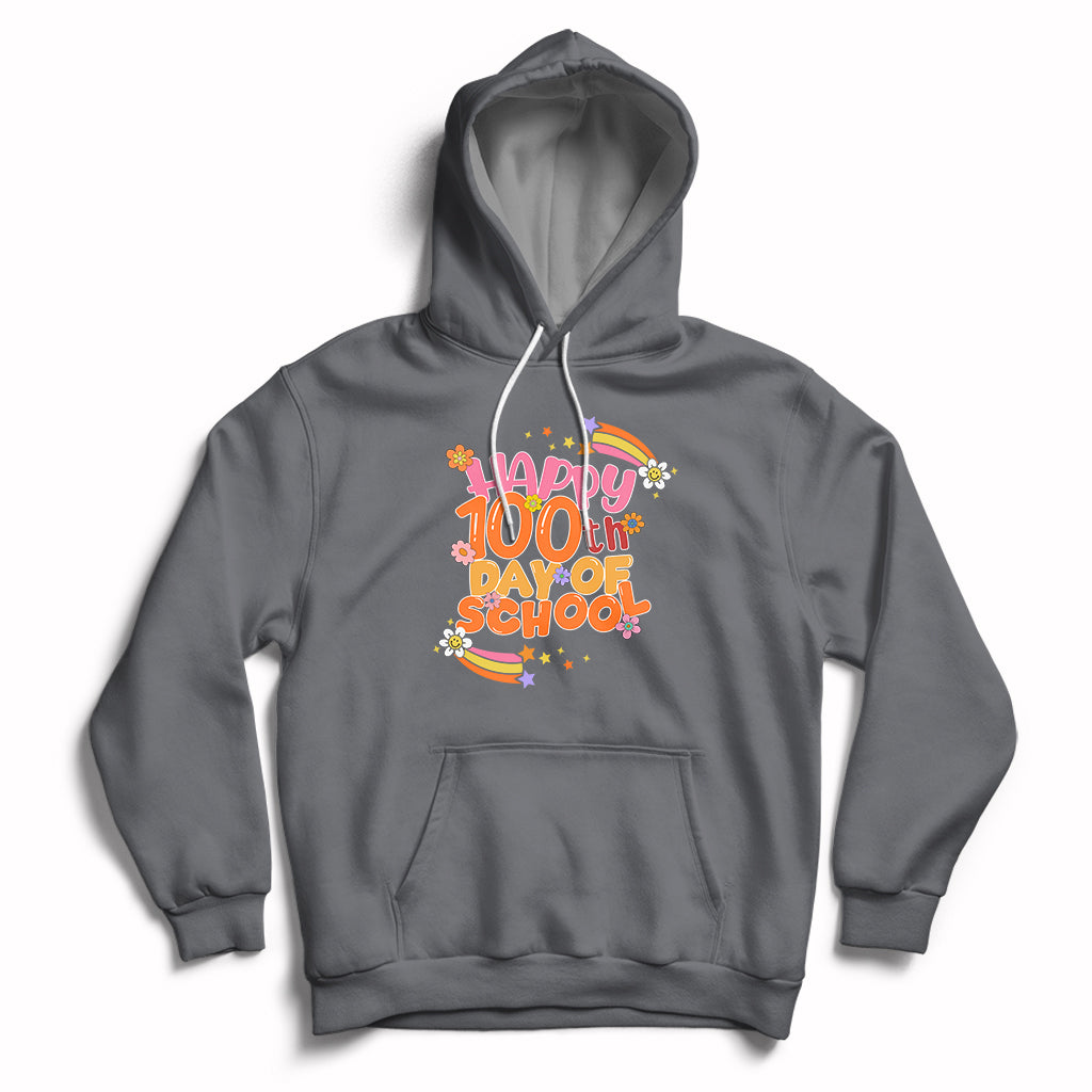 Happy 100th Day Of School Teacher Kids 100 Days Rainbow Hoodie - Wonder Print Shop