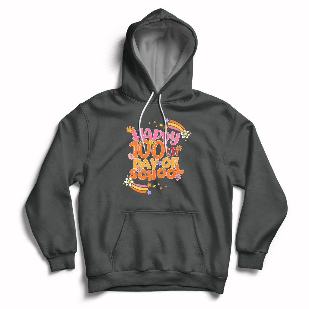Happy 100th Day Of School Teacher Kids 100 Days Rainbow Hoodie - Wonder Print Shop