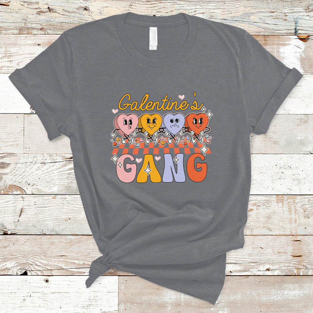 Galentines Gang Retro Groovy Checkered Valentine Day Sisters T-Shirt - Wonder Print Shop