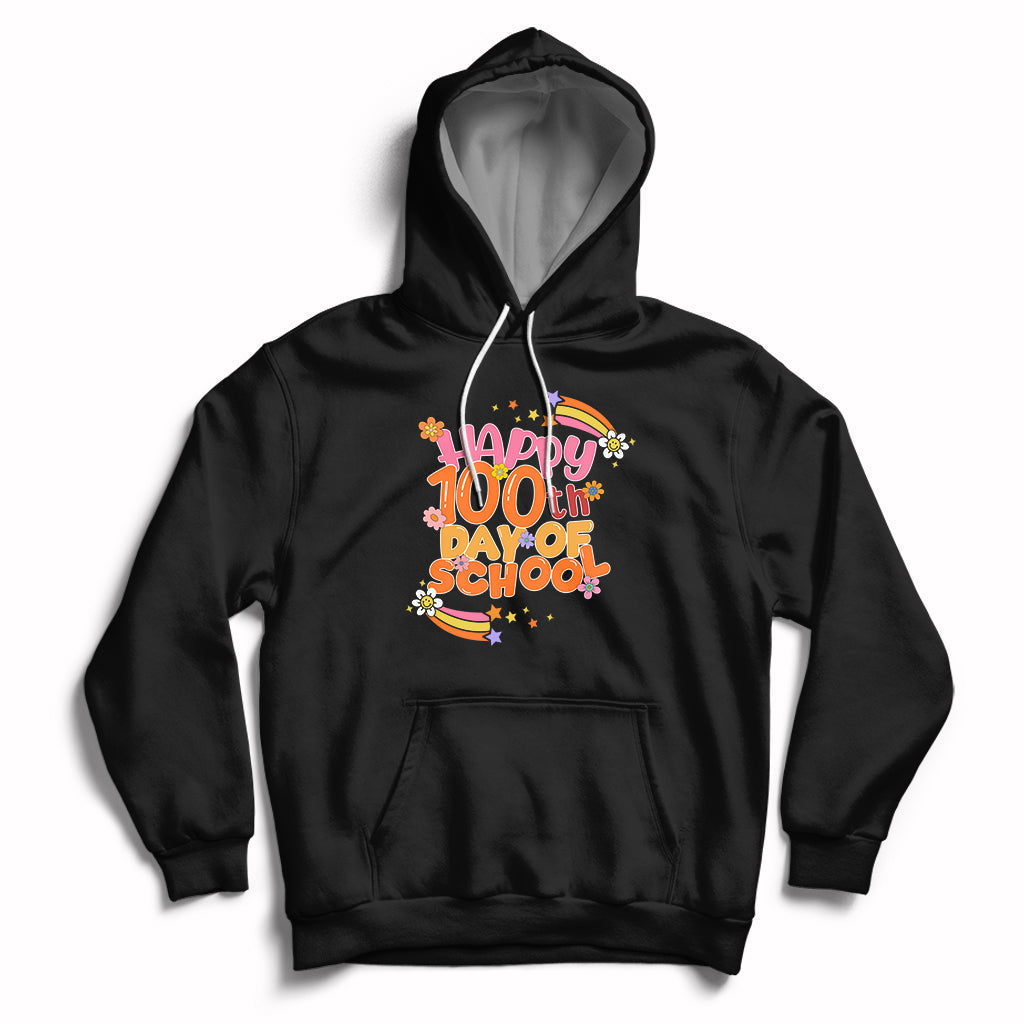 Happy 100th Day Of School Teacher Kids 100 Days Rainbow Hoodie - Wonder Print Shop