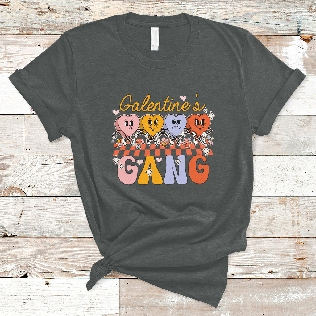 Galentines Gang Retro Groovy Checkered Valentine Day Sisters T-Shirt - Wonder Print Shop