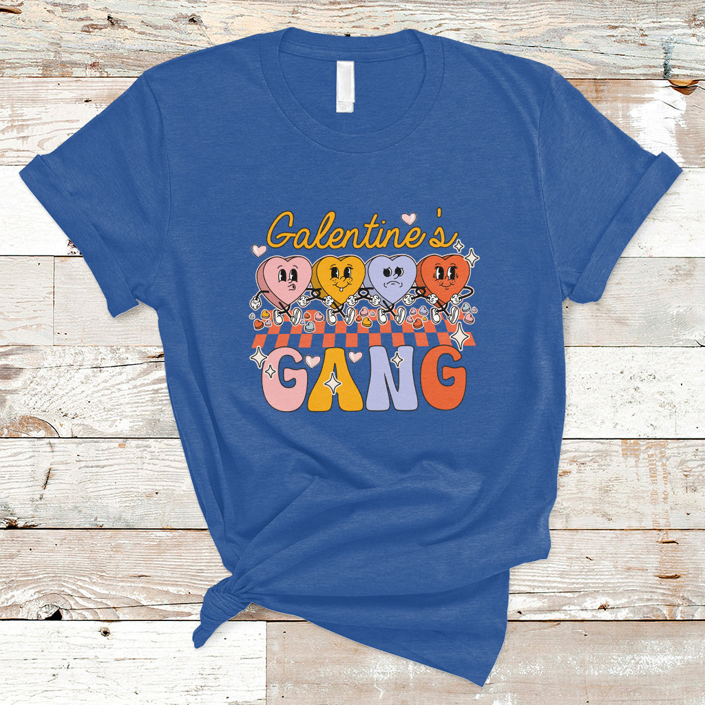 Galentines Gang Retro Groovy Checkered Valentine Day Sisters T-Shirt - Wonder Print Shop