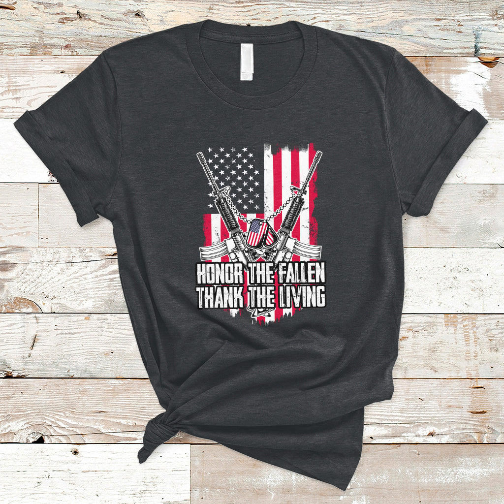 Honor The Fallen Thank The Living Memorial Day Veterans Day T-Shirt - Wonder Print Shop