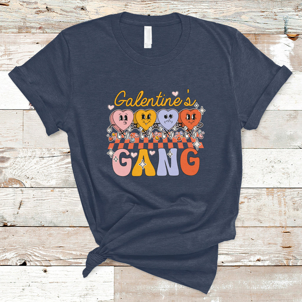 Galentines Gang Retro Groovy Checkered Valentine Day Sisters T-Shirt - Wonder Print Shop